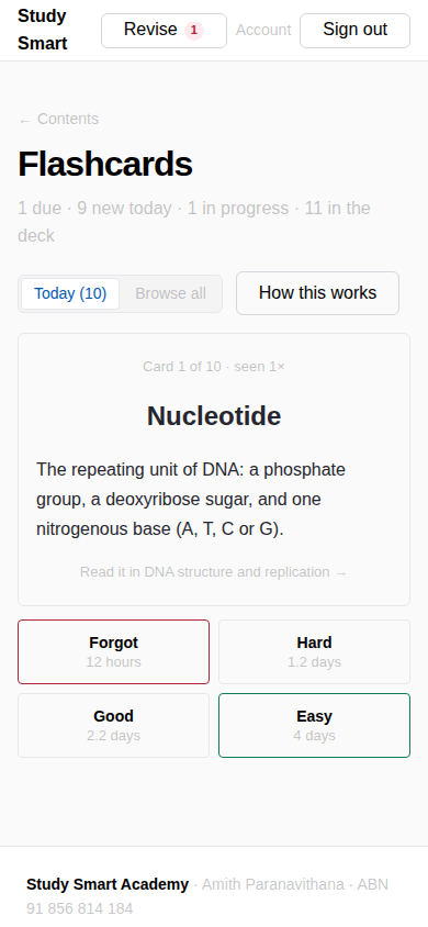a flashcard the forgetting curve called back, revealed